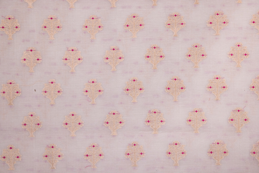 Off-White Handwoven Banarasi Cotton Fabric