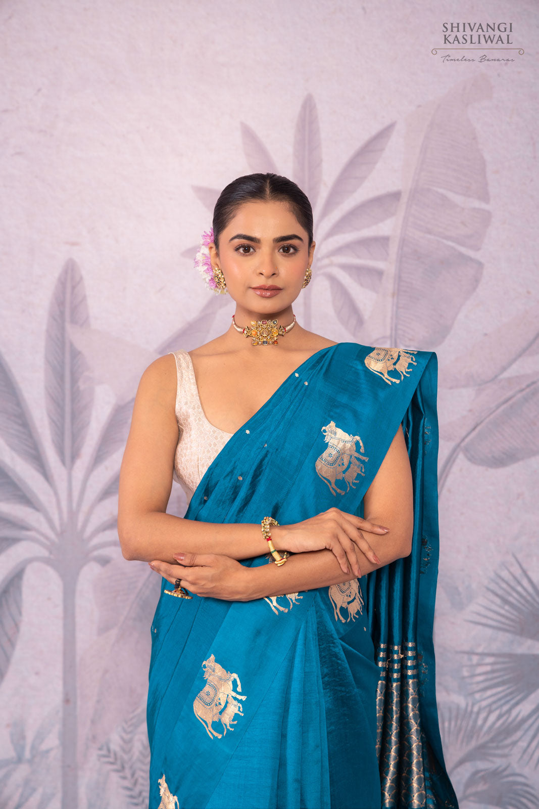 Peacock Blue Handwoven Banarasi Pure Silk Saree