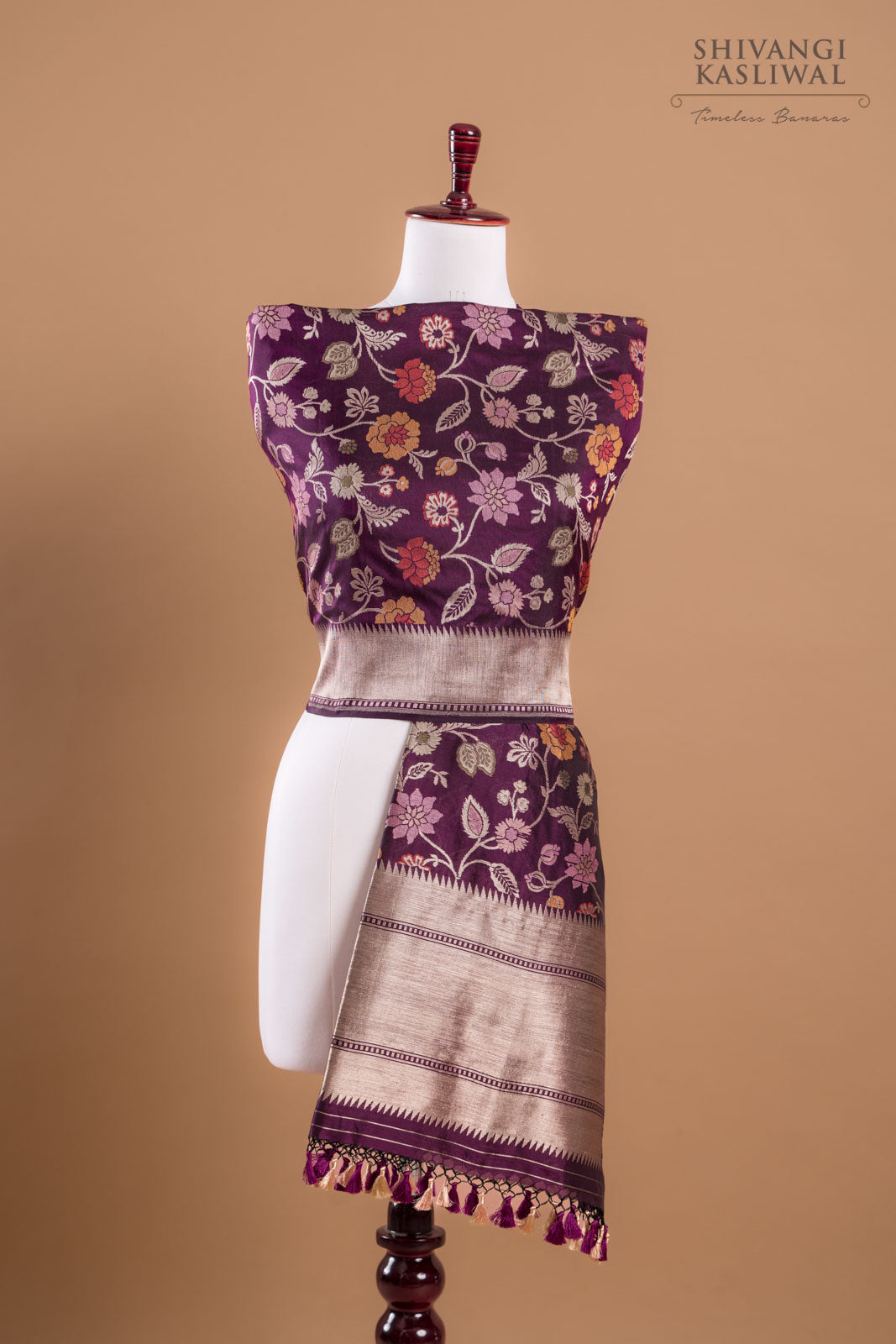 Wine Handwoven Banarasi Silk Dupatta