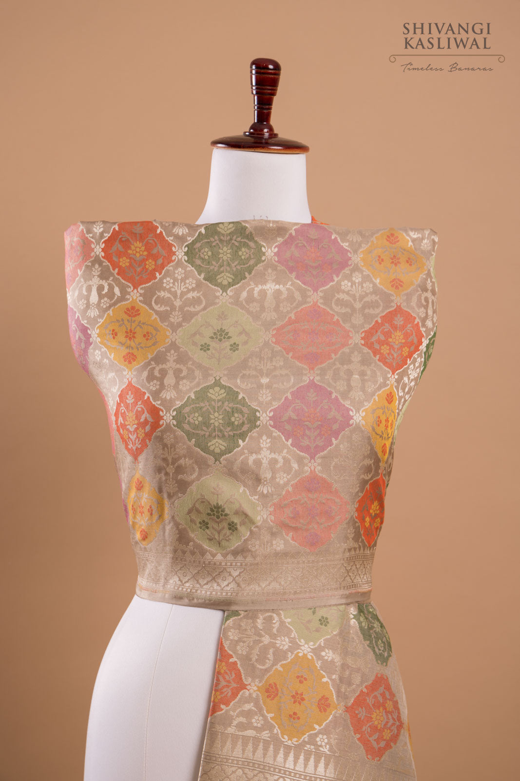 Grey Handwoven Banarasi Silk Dupatta