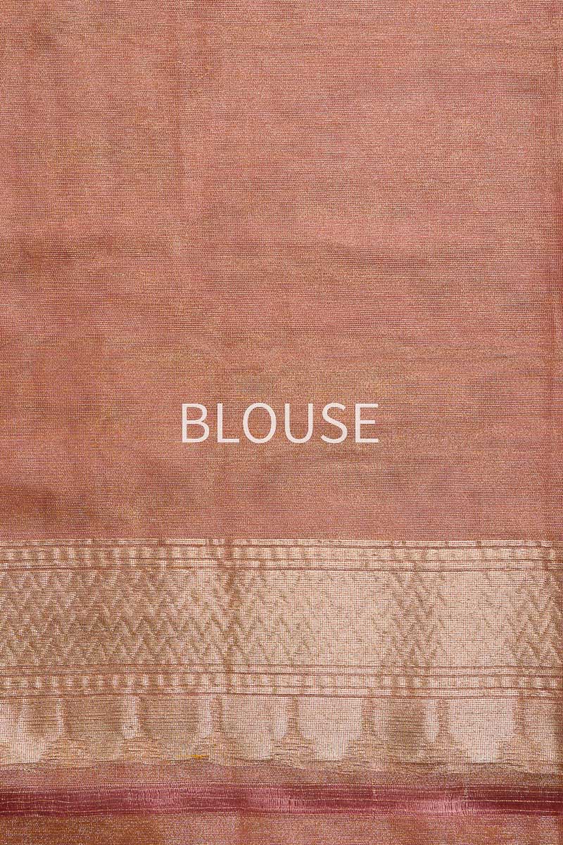 Baby Pink Handwoven Banarasi Net Tissue Silk Saree