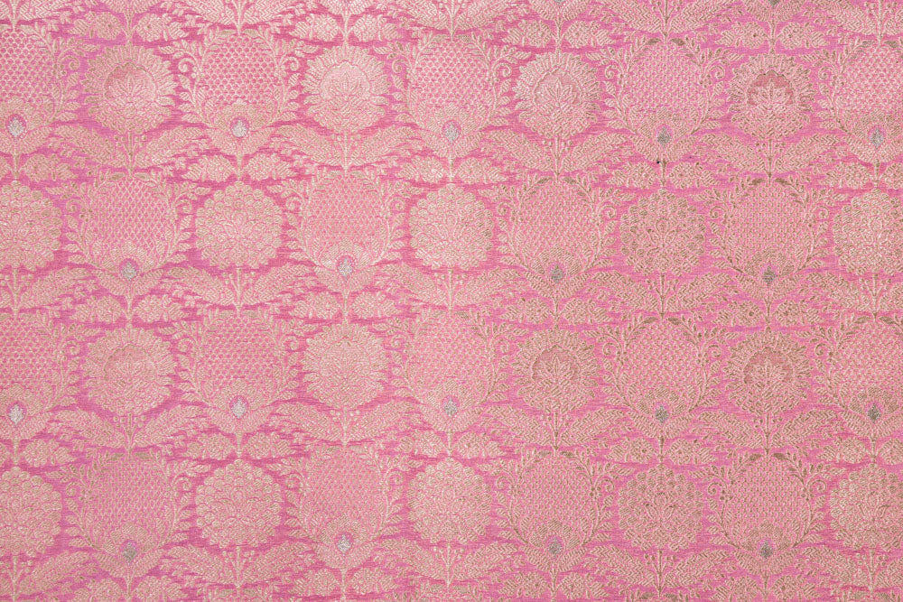 Pink Handwoven Banarasi Brocade Fabric