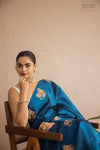 Peacock Blue Handwoven Banarasi Pure Silk Saree