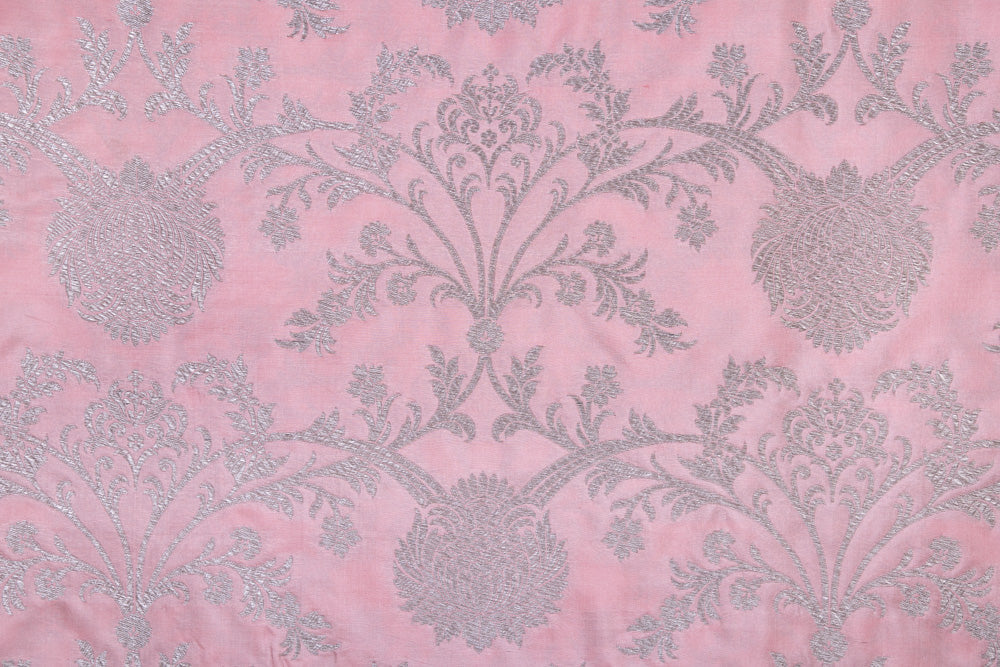 Baby Pink Handwoven Banarasi Silk Fabric