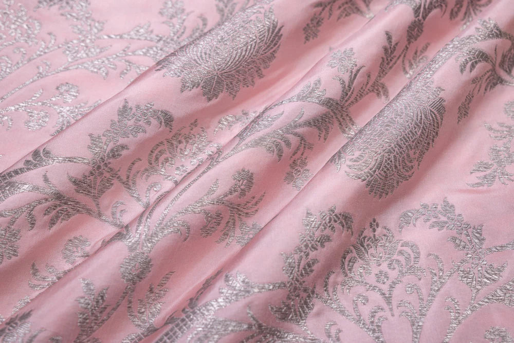 Baby Pink Handwoven Banarasi Silk Fabric