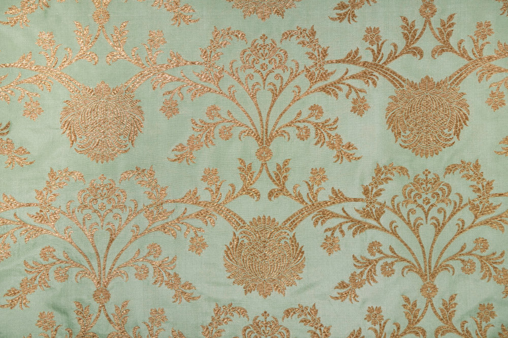 Pista Green Handwoven Banarasi Silk Fabric