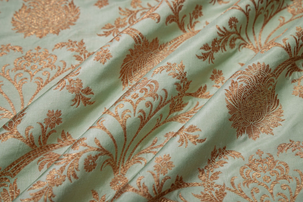 Pista Green Handwoven Banarasi Silk Fabric
