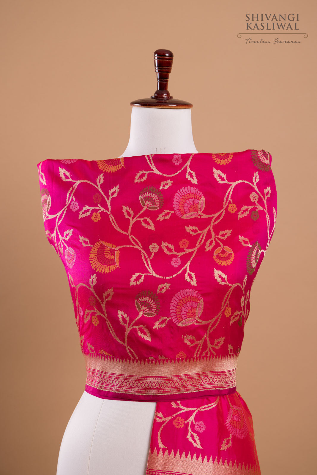 Fuchsia Pink Handwoven Banarasi Silk Dupatta