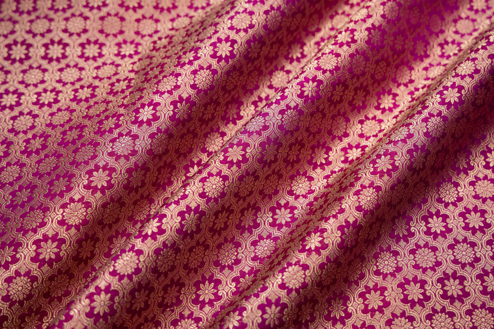 Magenta Pink Handwoven Banarasi Brocade Fabric