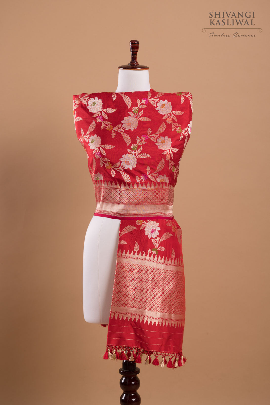 Red Handwoven Banarasi Silk Dupatta