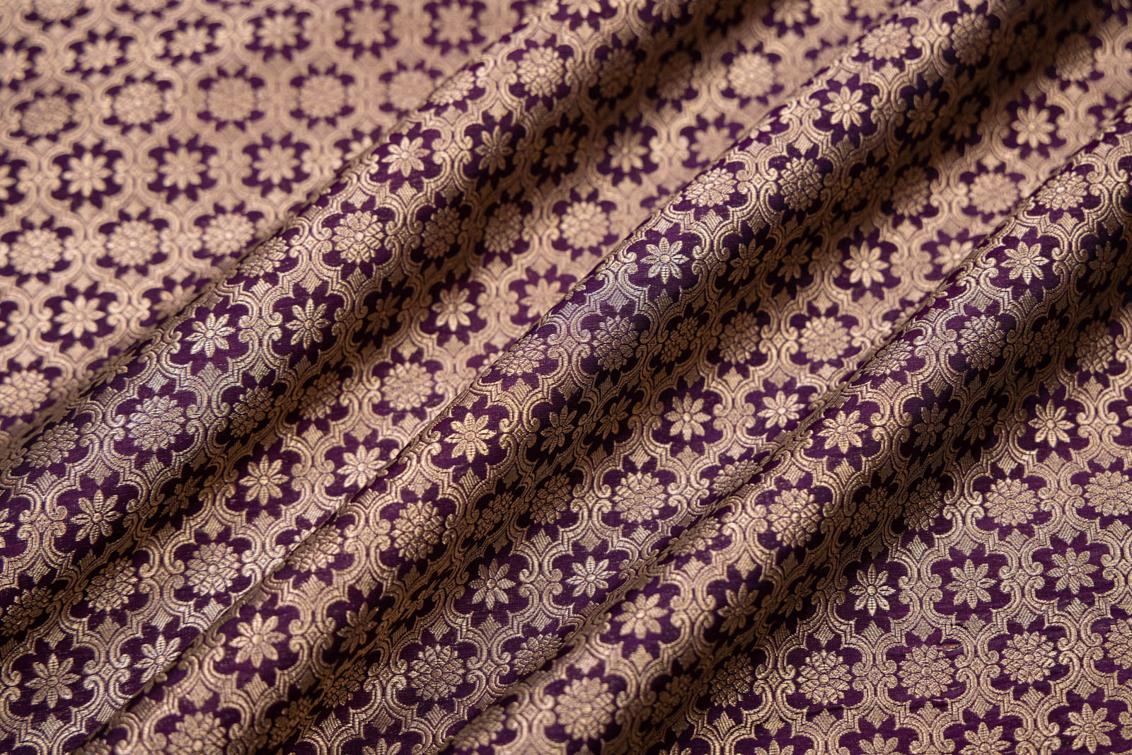 Purple Handwoven Banarasi Brocade Fabric