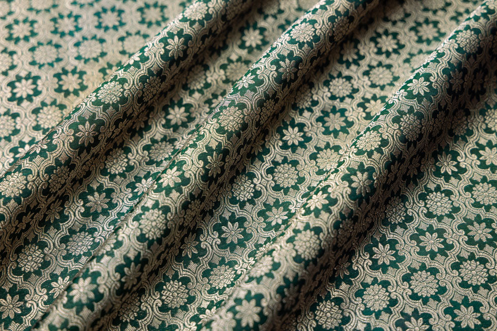 Green Handwoven Banarasi Brocade Fabric