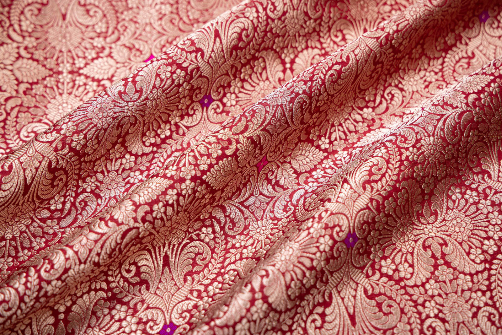 Maroon Handwoven Banarasi Brocade Fabric