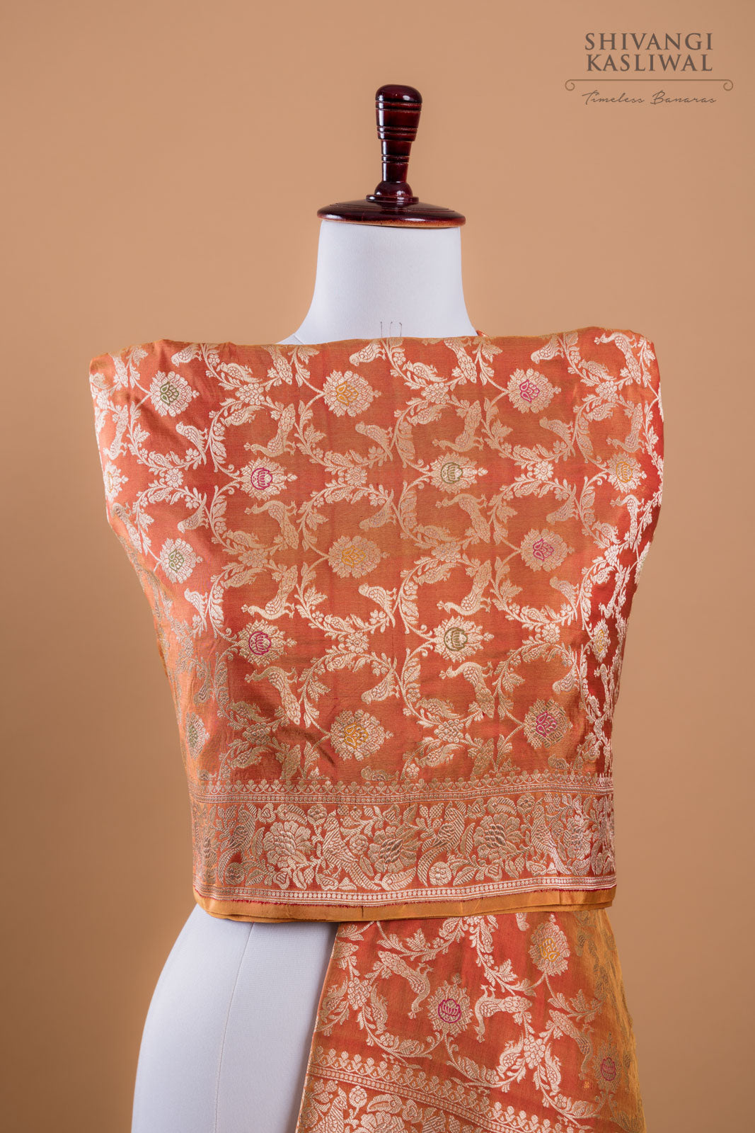 Orange Dual Tone Handwoven Banarasi Silk Dupatta