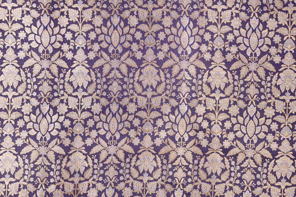 Blue Dual Tone Handwoven Banarasi Silk Fabric