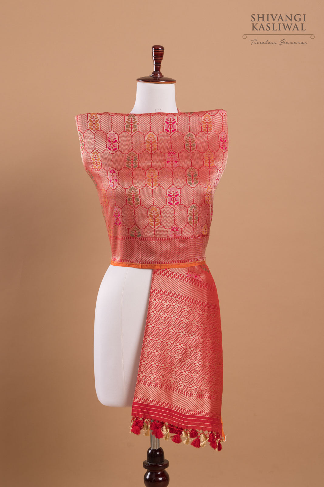 Red Handwoven Banarasi Silk Dupatta