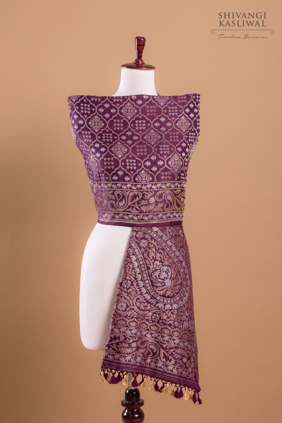 Wine Handwoven Banarasi Silk Dupatta