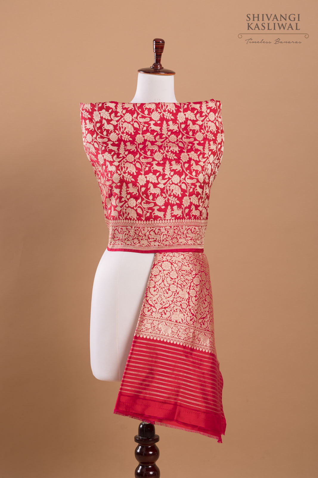 Red Handwoven Banarasi Silk Dupatta