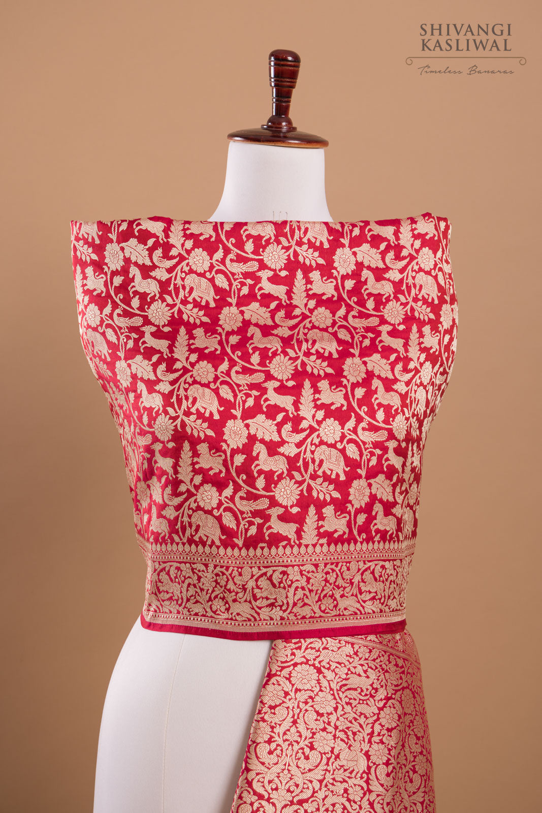 Red Handwoven Banarasi Silk Dupatta