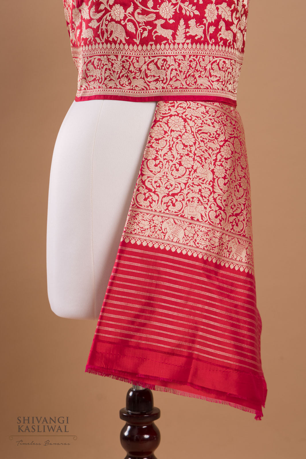Red Handwoven Banarasi Silk Dupatta