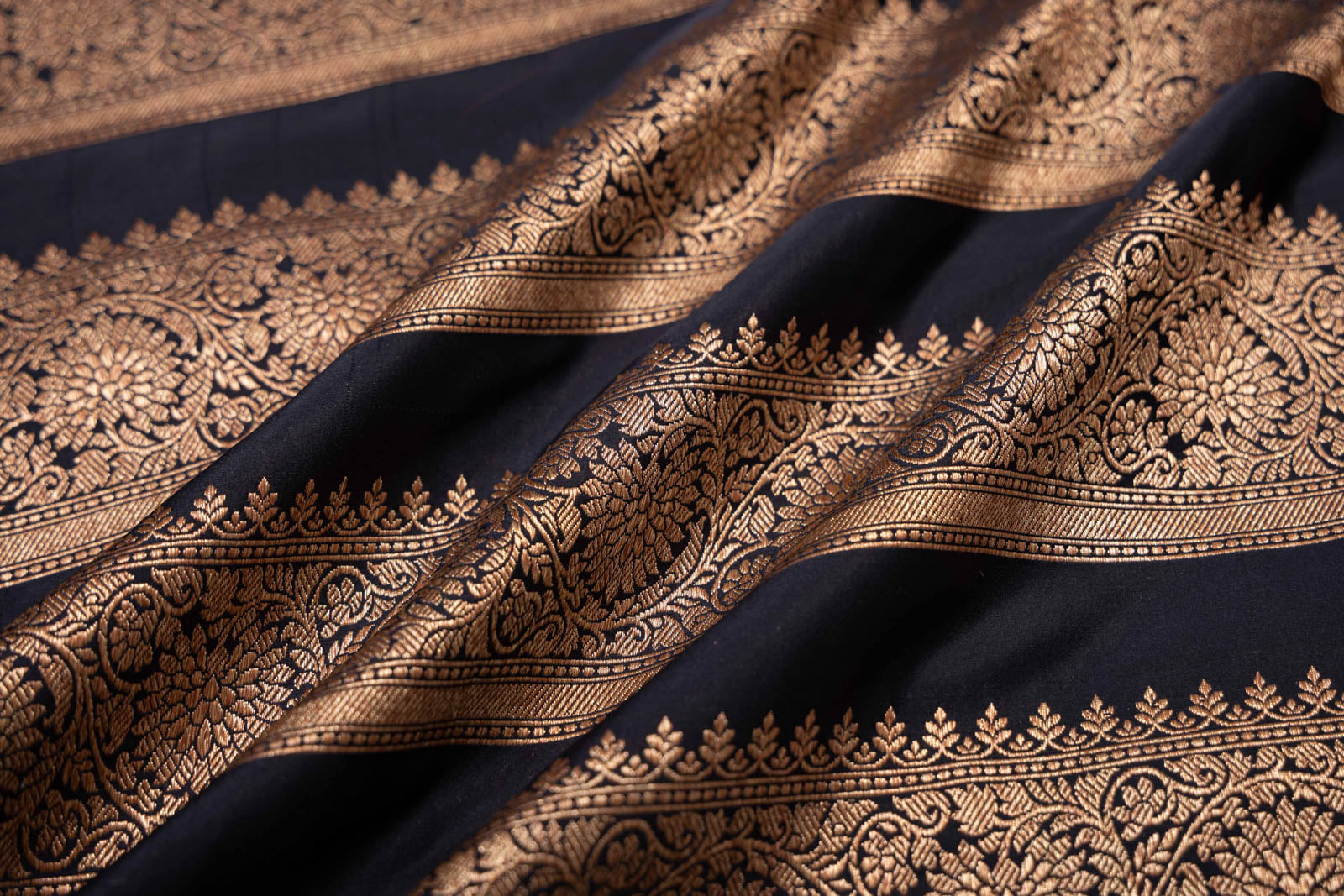 Black Handwoven Banarasi Silk Fabric