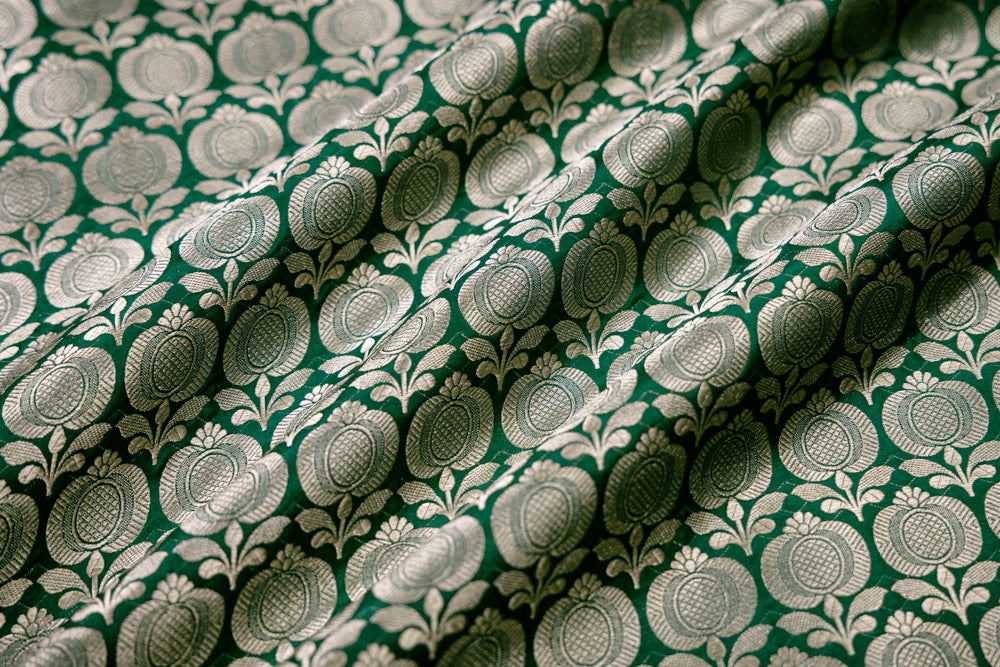Green Handwoven Banarasi Silk Fabric
