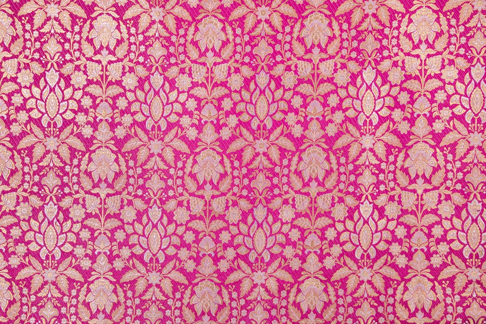 Pink Handwoven Banarasi Silk Fabric