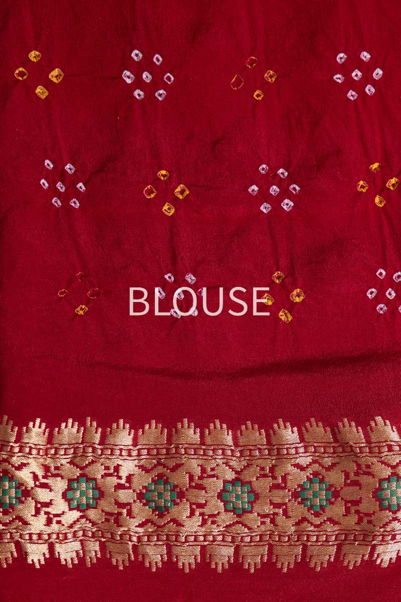 Maroon Banarasi Georgette Bandhani Saree