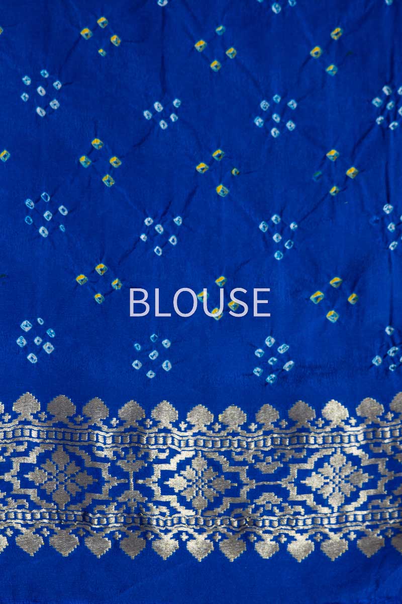 Shaded Blue Banarasi Georgette Bandhani Saree