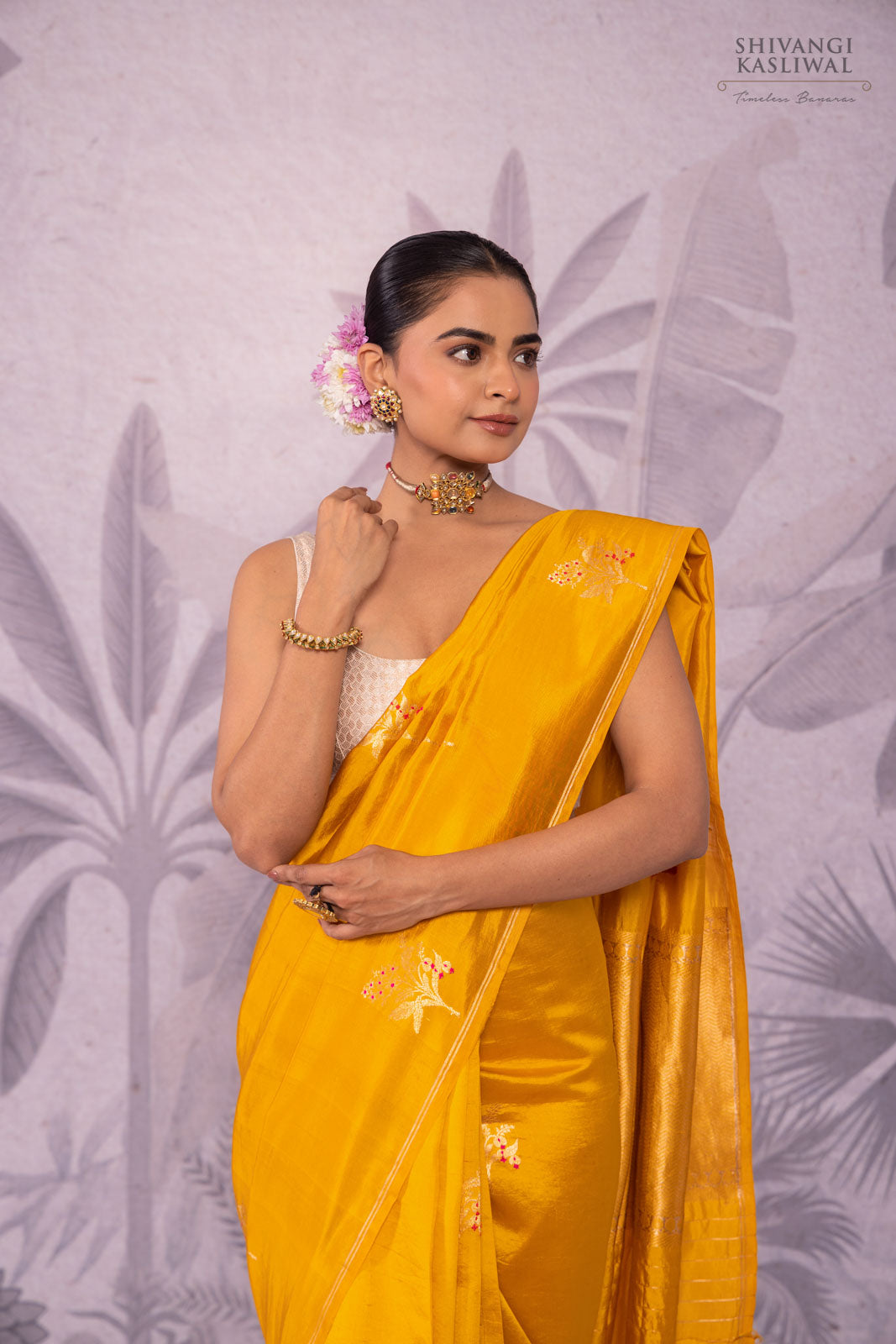 Yellow Handwoven Banarasi Pure Silk Saree