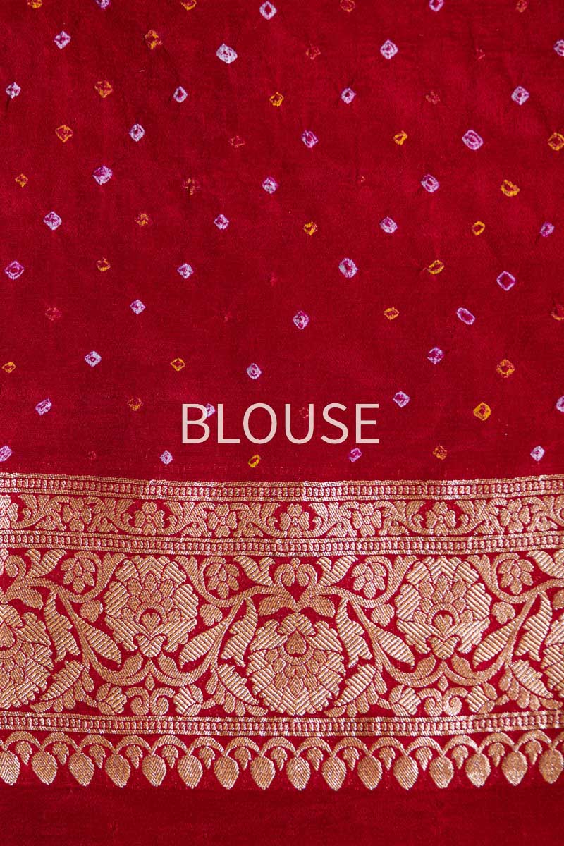 Maroon Banarasi Georgette Bandhani Saree