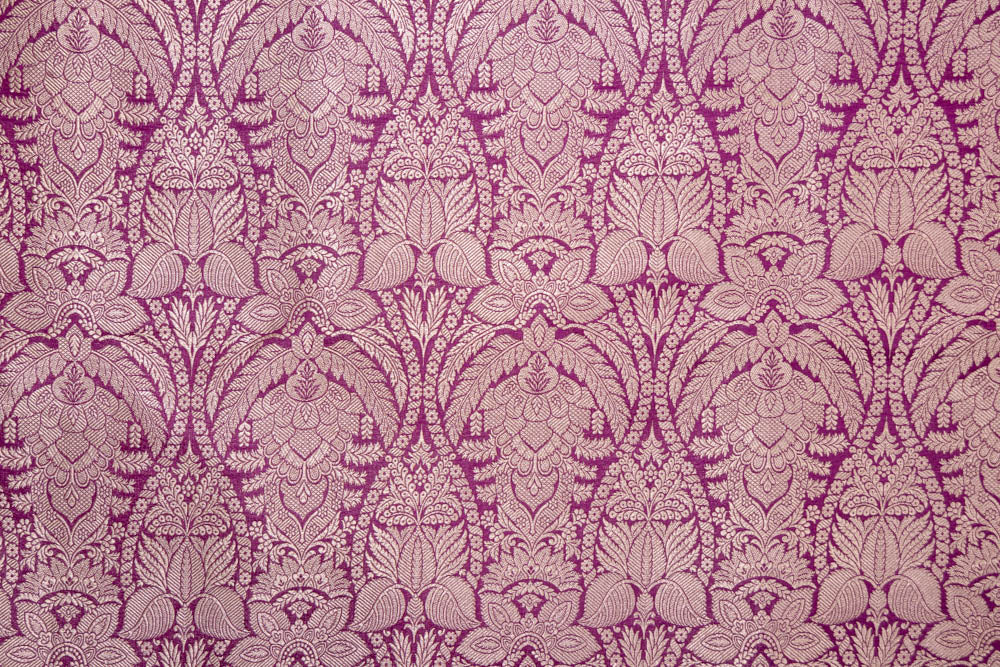 Wine Handwoven Banarasi Silk Fabric