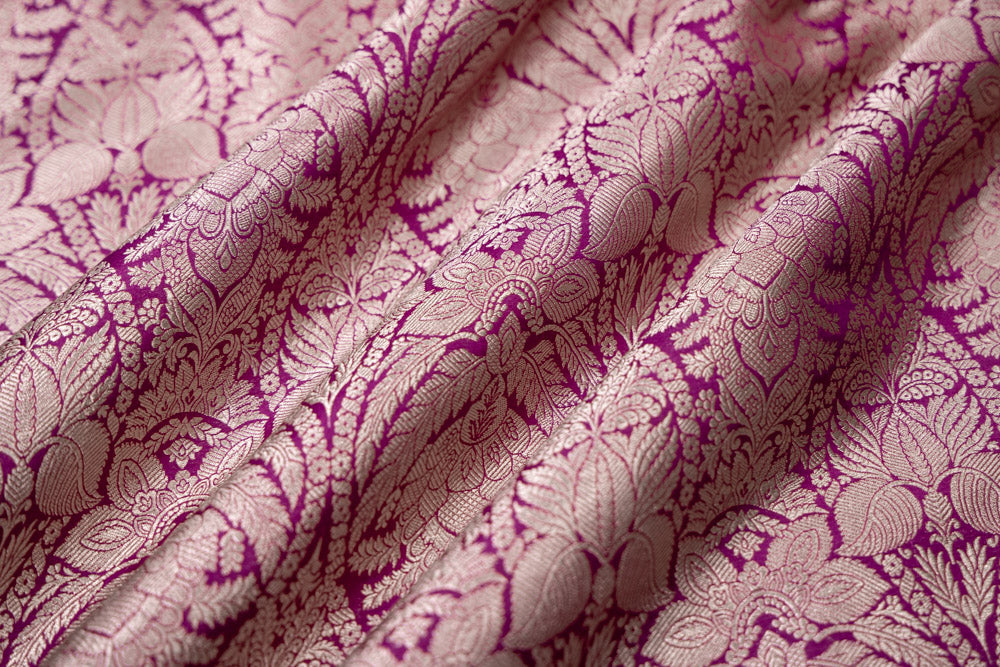 Wine Handwoven Banarasi Silk Fabric