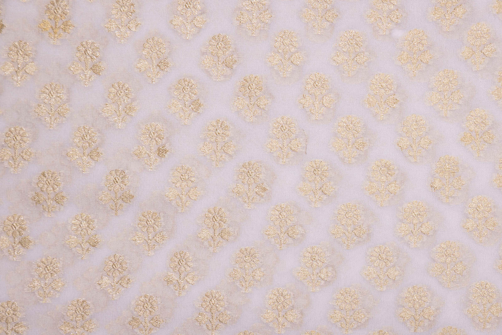 Off-White Handwoven Banarasi Georgette Fabric