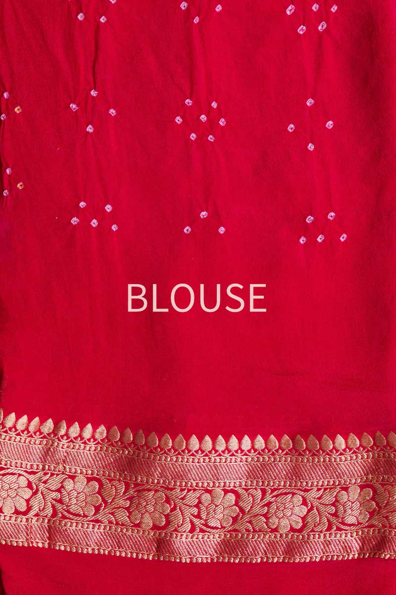 Pink Banarasi Georgette Bandhani Saree