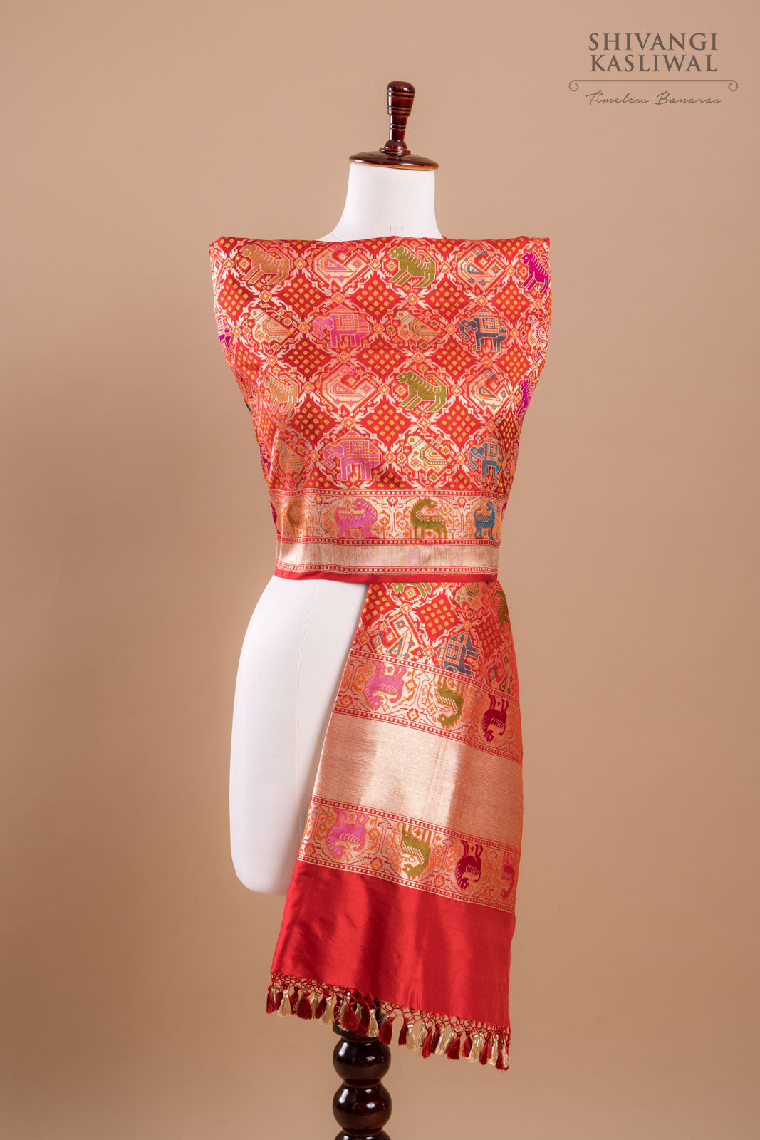 Red Handwoven Banarasi Silk Dupatta