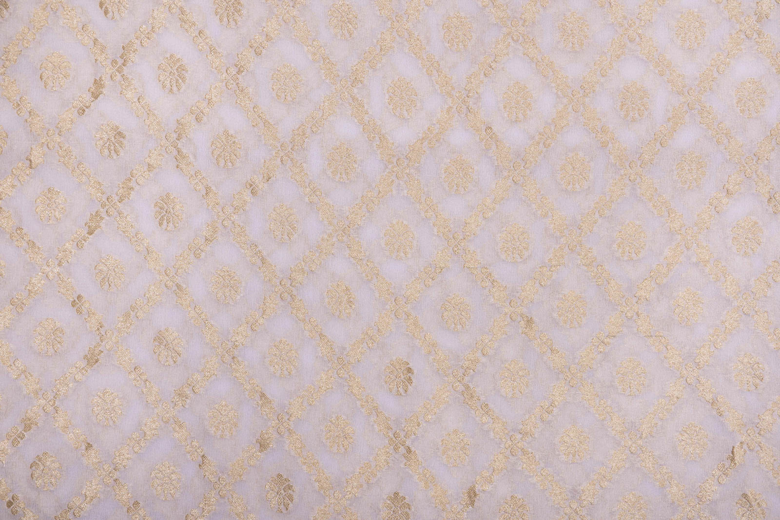 Off-White Handwoven Banarasi Georgette Fabric