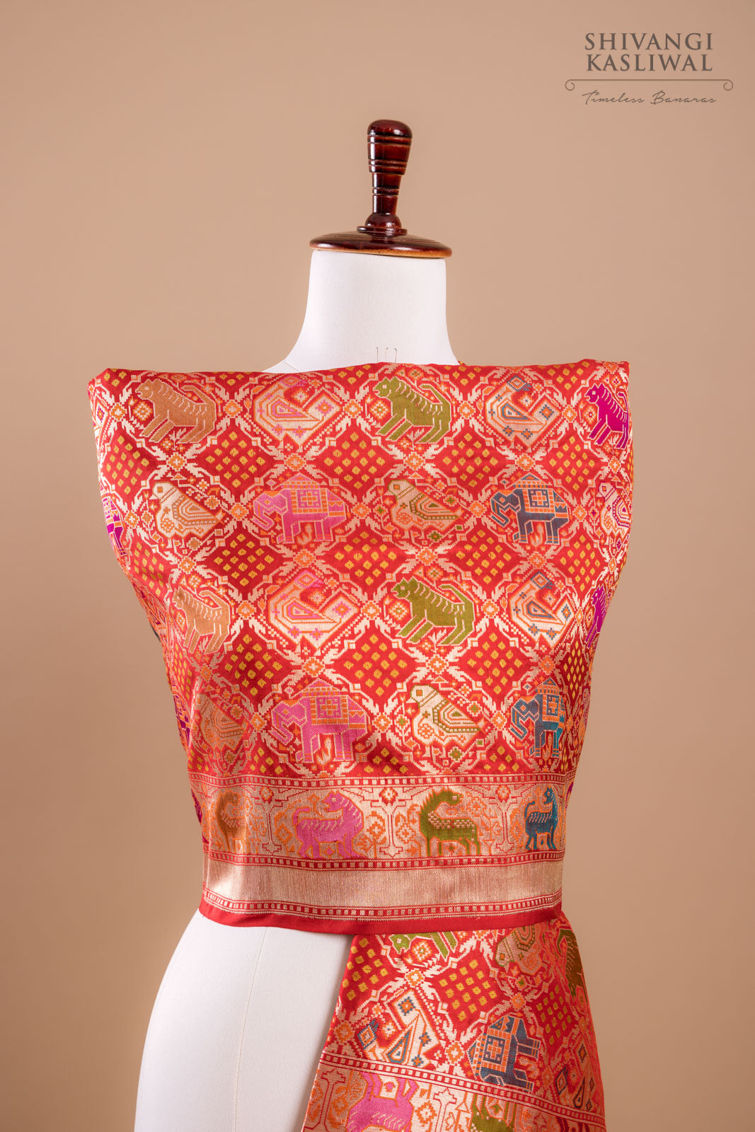 Red Handwoven Banarasi Silk Dupatta