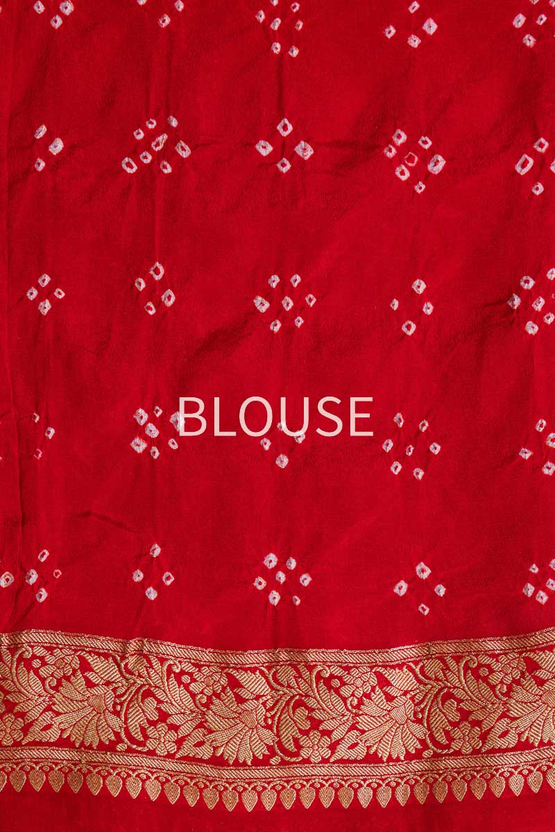 Red Orange Banarasi Georgette Bandhani Saree