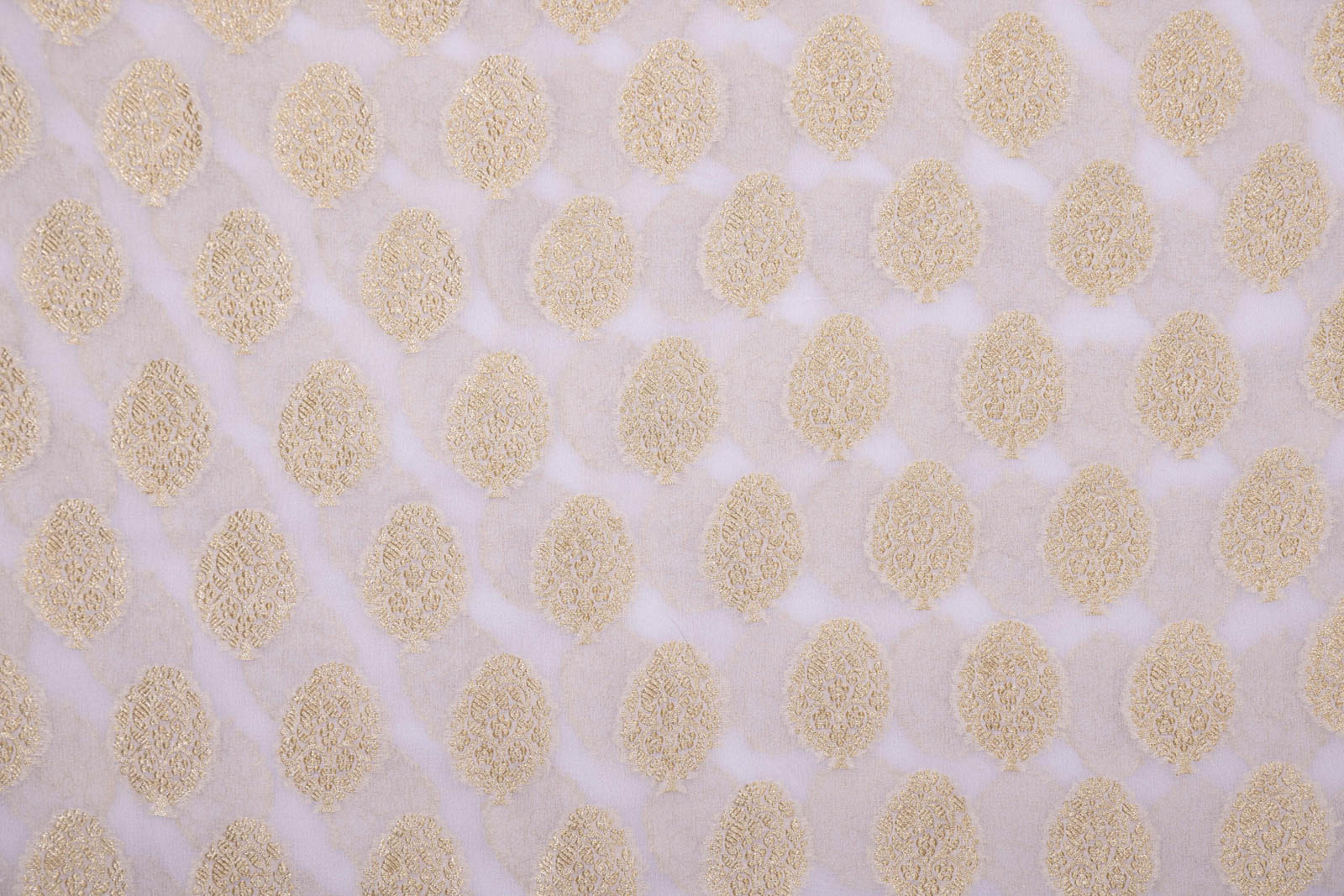 Off-White Handwoven Banarasi Georgette Fabric