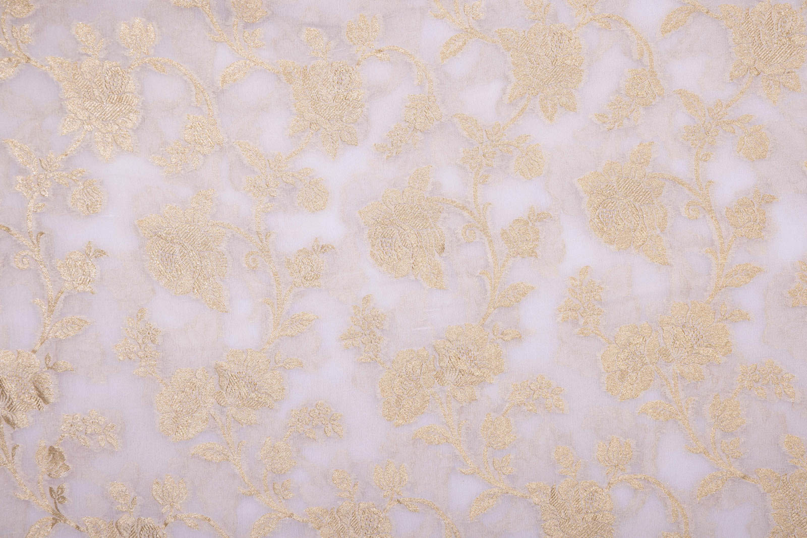 Off-White Handwoven Banarasi Georgette Fabric