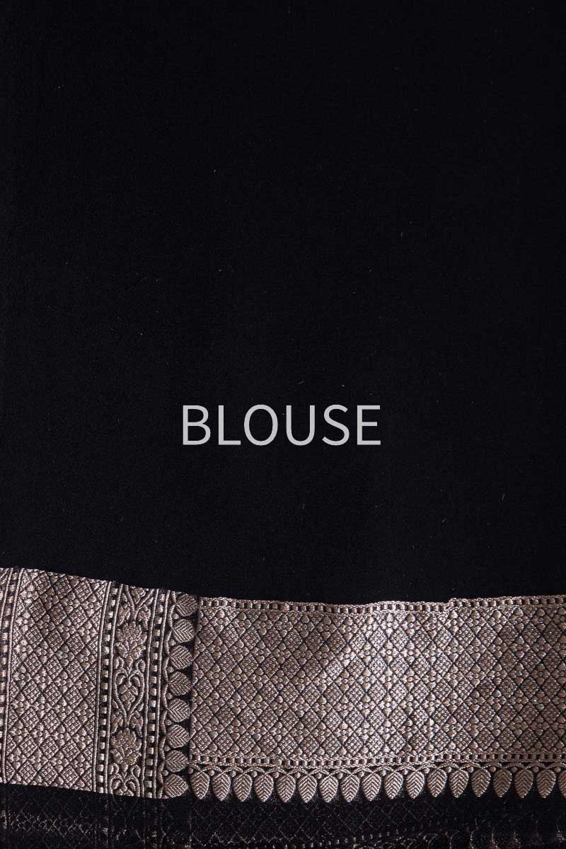 Black Handwoven Banarasi Georgette Saree