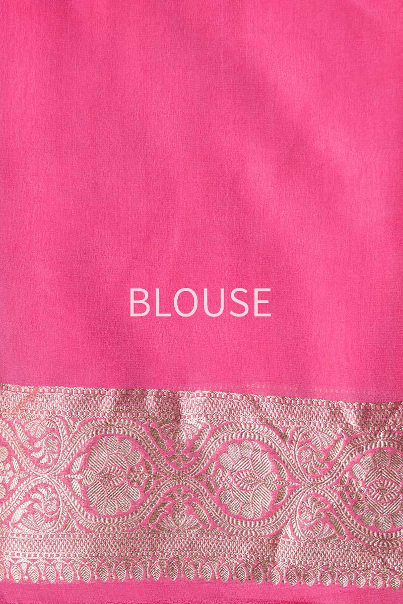 Pink Handwoven Banarasi Georgette Saree