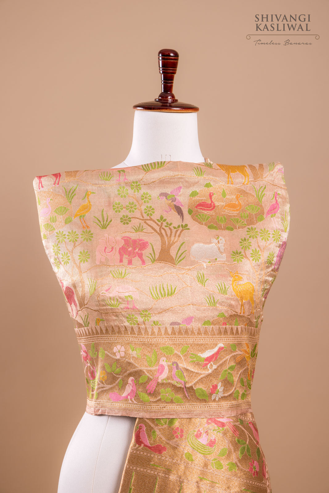 Beige Handwoven Banarasi Silk Dupatta