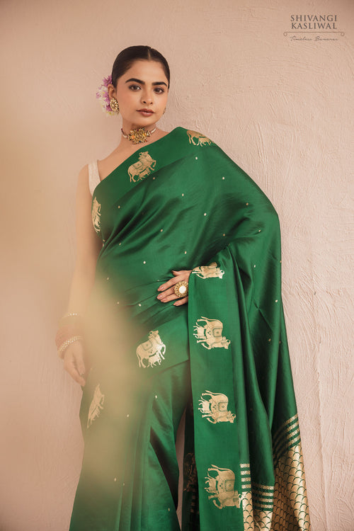 Green Handwoven Banarasi Pure Silk Saree