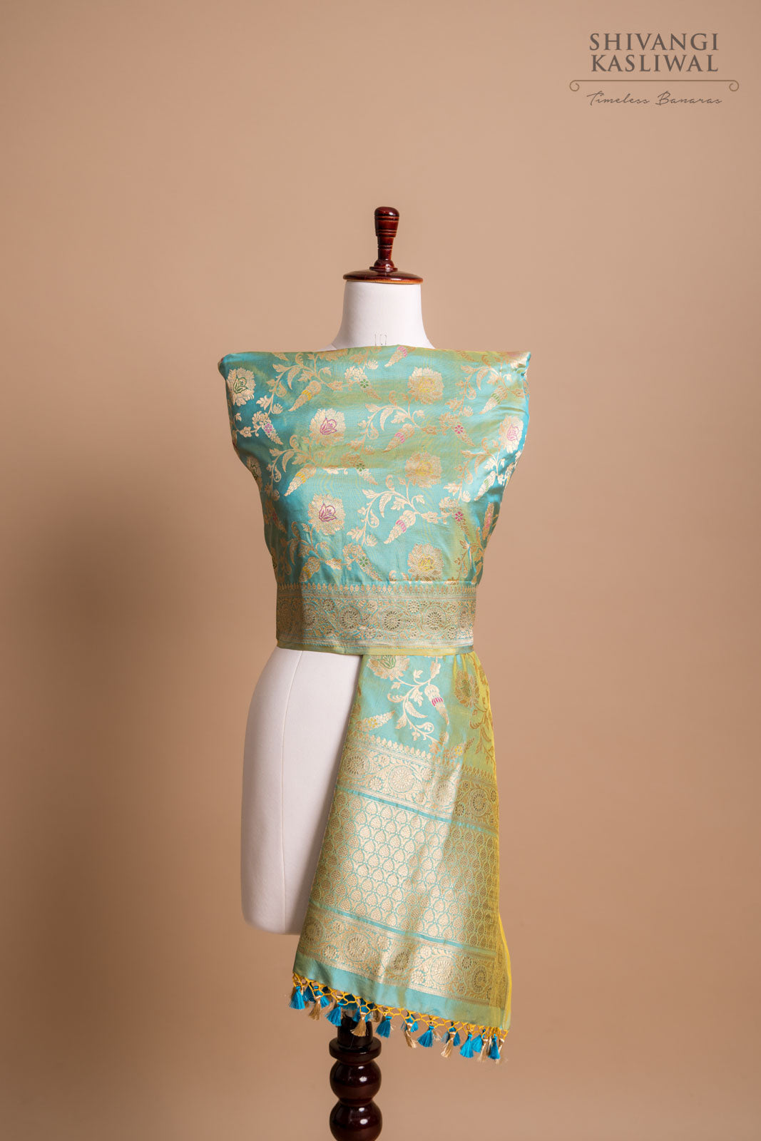 Green Dual Tone Handwoven Banarasi Silk Dupatta