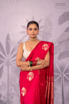 Red Pink Handwoven Banarasi Pure Silk Saree