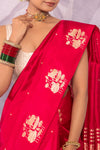 Red Pink Handwoven Banarasi Pure Silk Saree