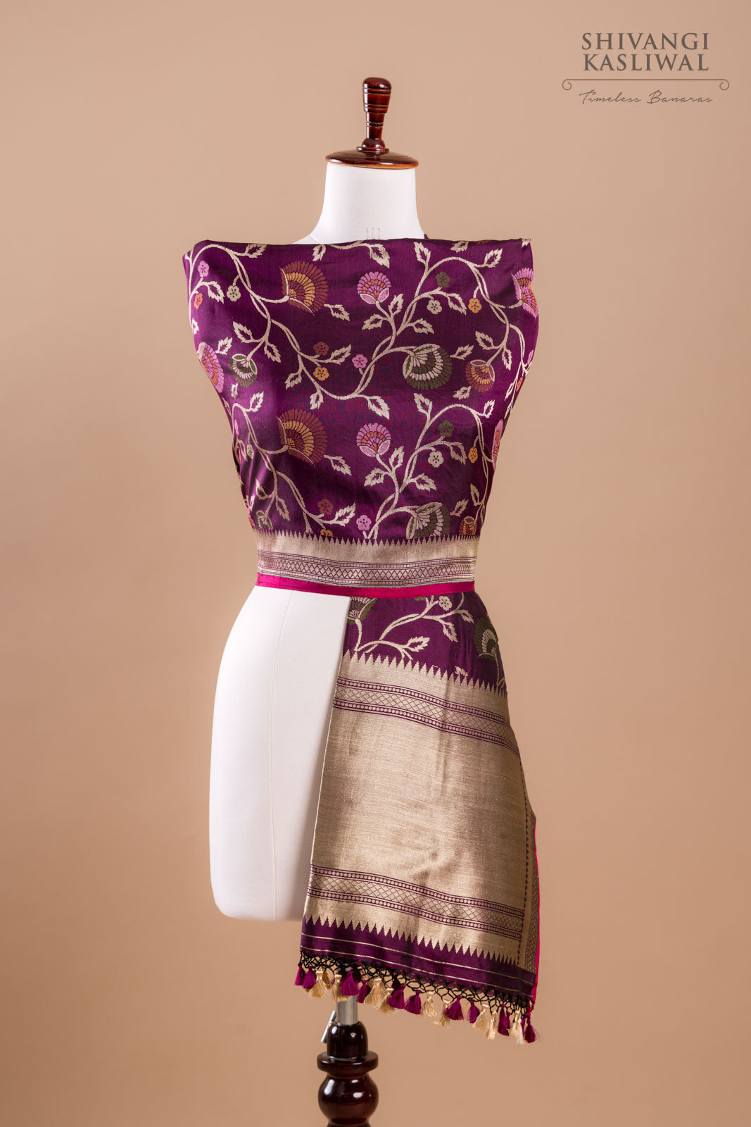Wine Handwoven Banarasi Silk Dupatta