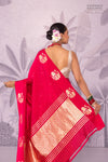 Red Pink Handwoven Banarasi Pure Silk Saree